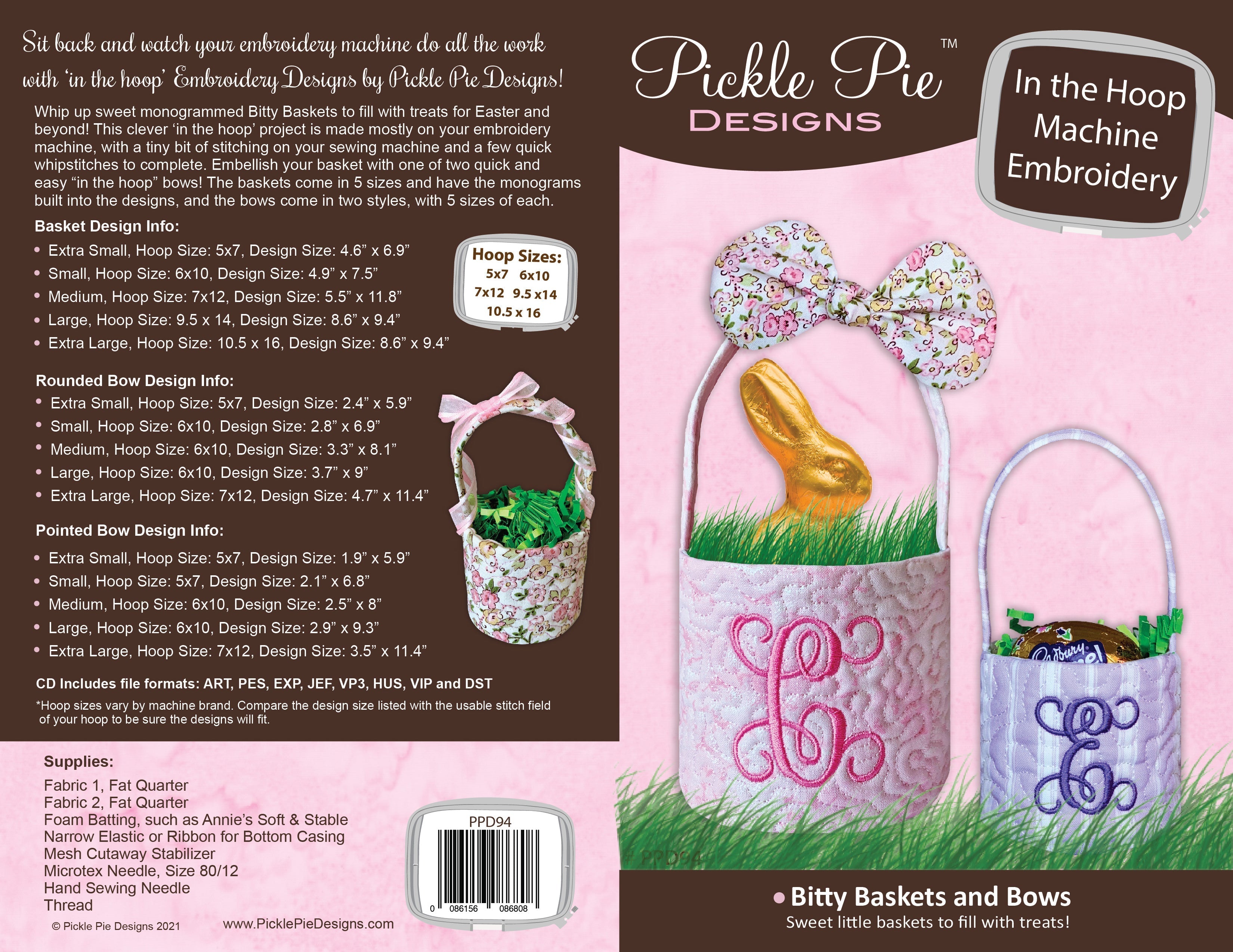 Bitty Baskets In the Hoop Machine Embroidery Design Set