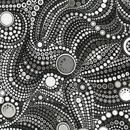 Black And White Effervescence Pepper Wideback Cotton Fabric per yard - Linda's Electric Quilters