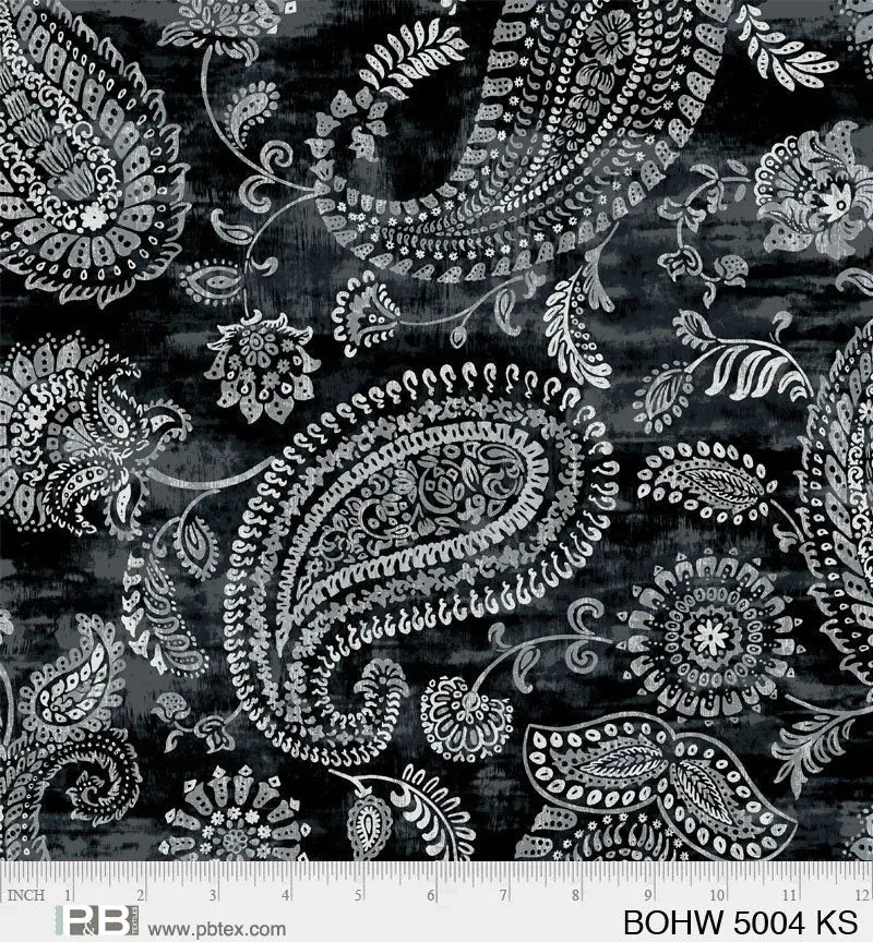 Black Bohema Cotton Wideback Fabric per yard - Linda's Electric Quilters