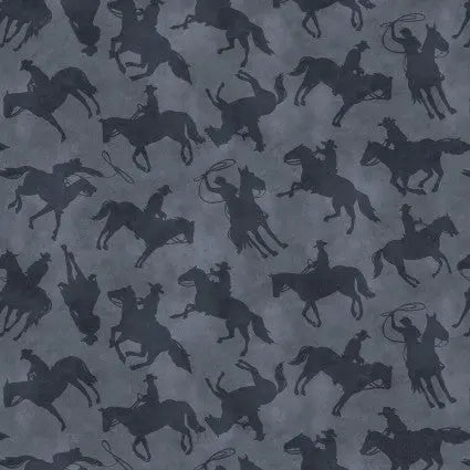 Black Charcoal Cowboys Yellowstone Cotton Wideback Fabric per yard Benartex Inc