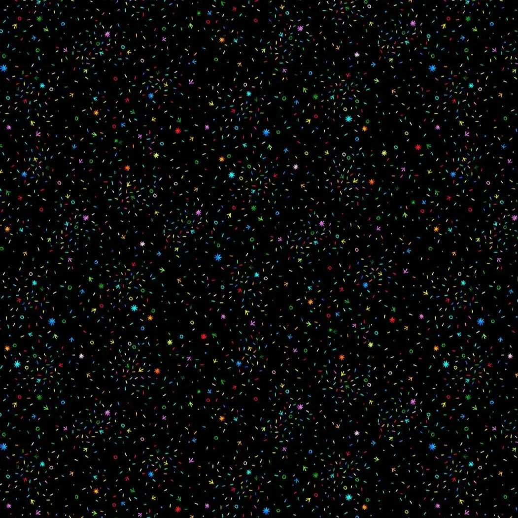 Black Confetti Chicken Scratch Wideback Fabric Per Yard Timeless Treasures