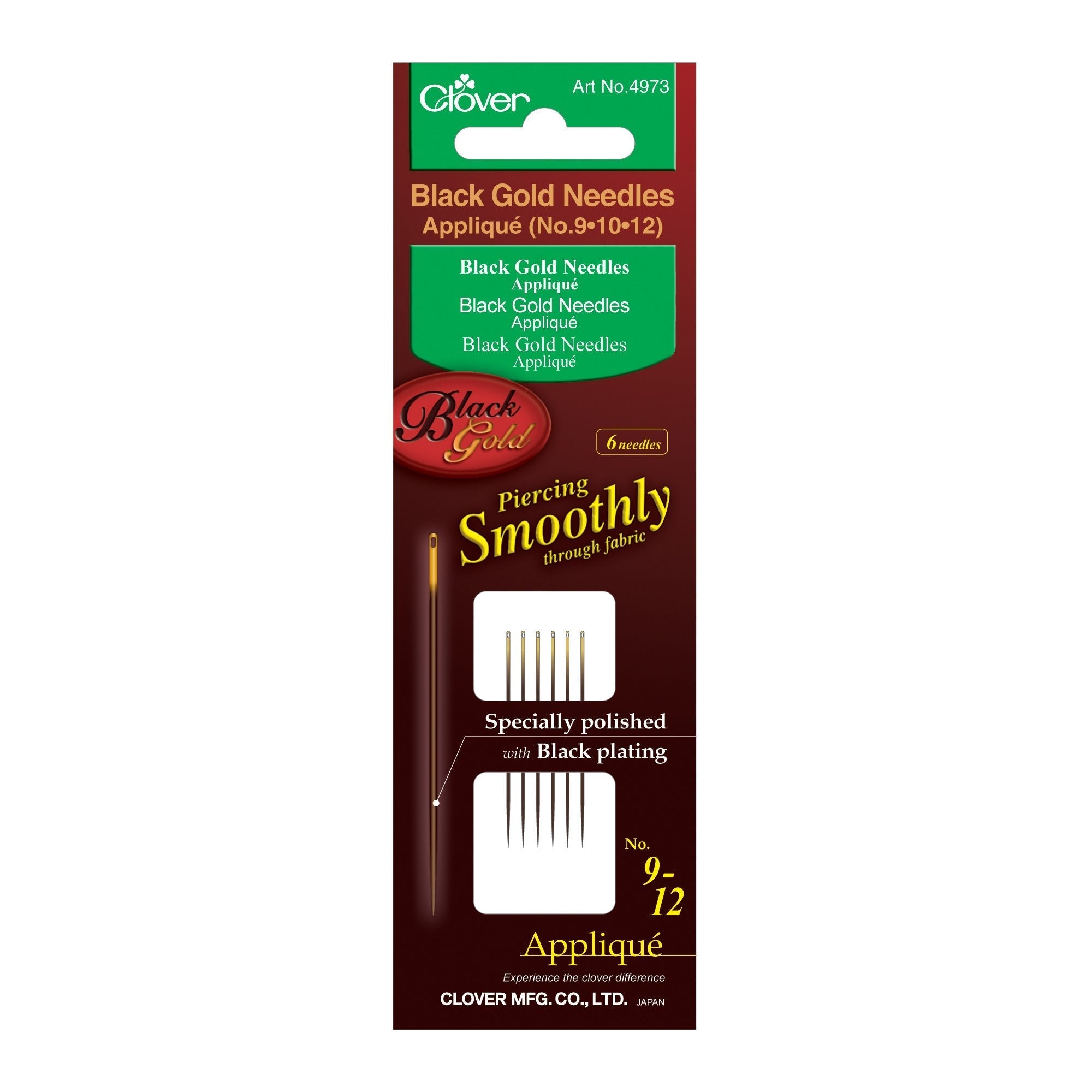 Black Gold Hand Sewing Needles (Applique/Sharps) No. 9, 10, 12