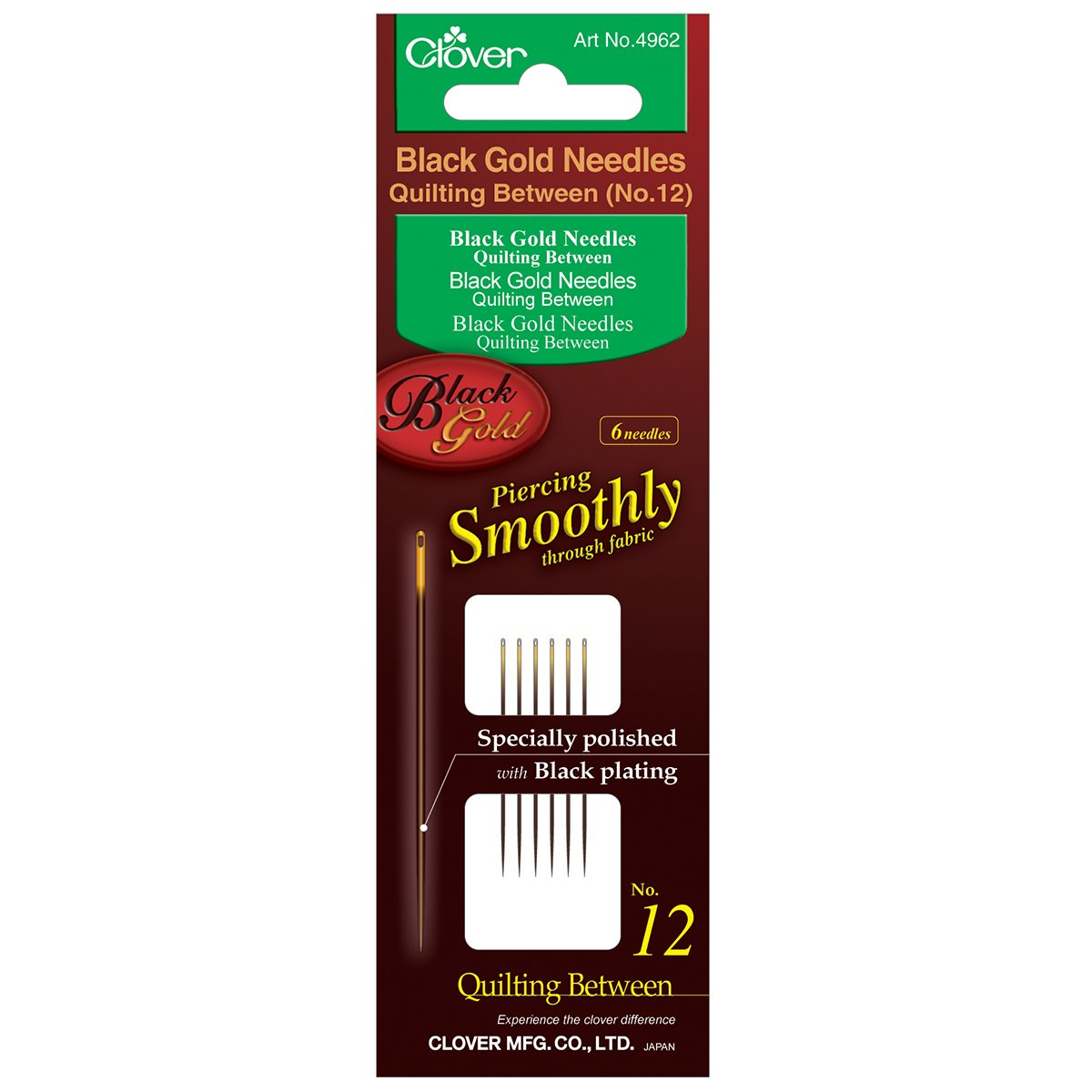 Black Gold Hand Sewing Needles (Quilting Between) No. 12