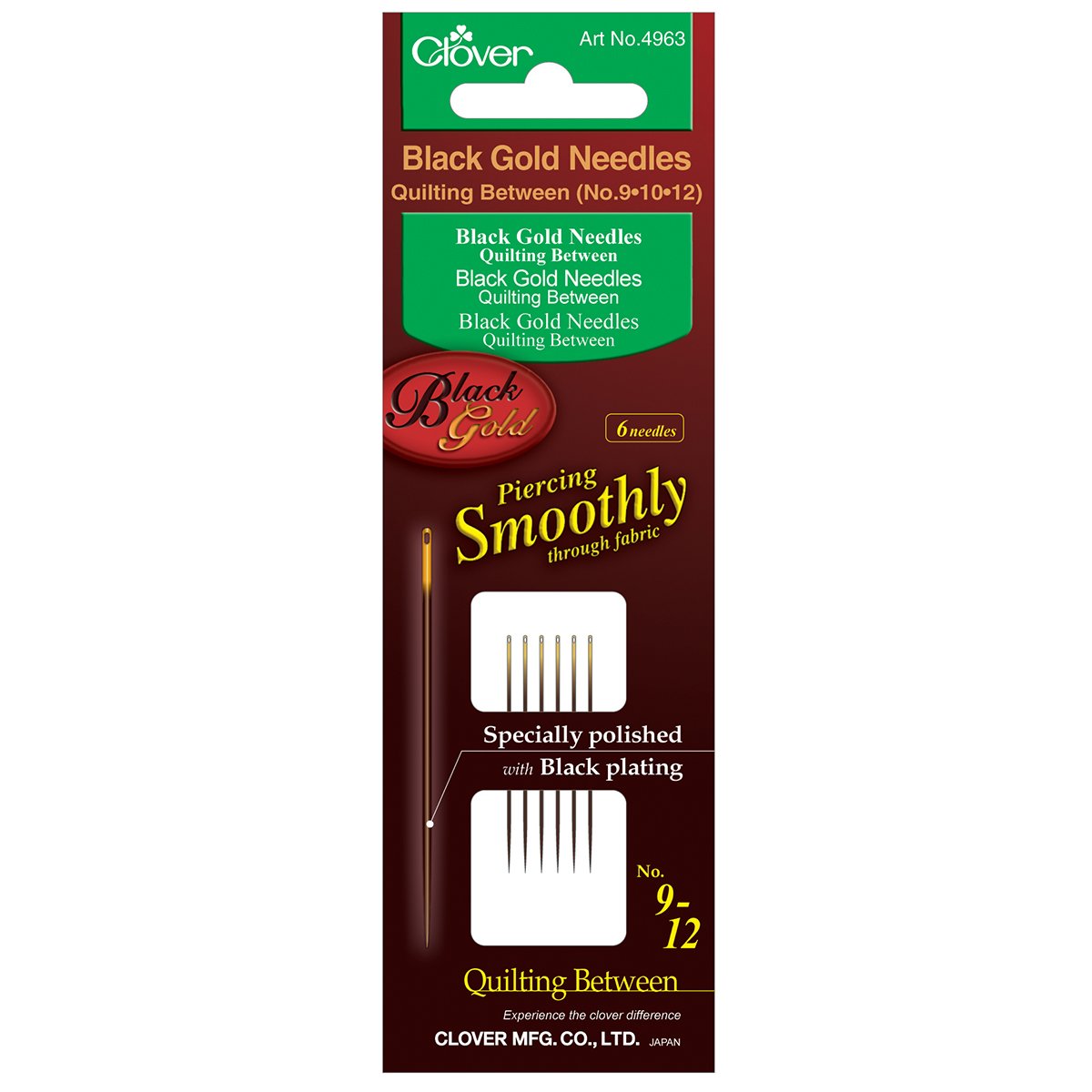 Black Gold Hand Sewing Needles (Quilting Between) No. 9, 10, 12