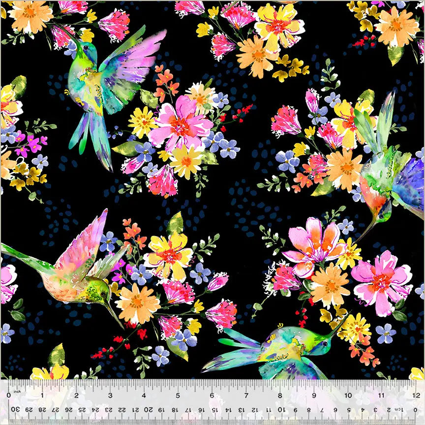 Black Pretty Pollinators Ivory Wideback Cotton Fabric Per Yard - Linda's Electric Quilters