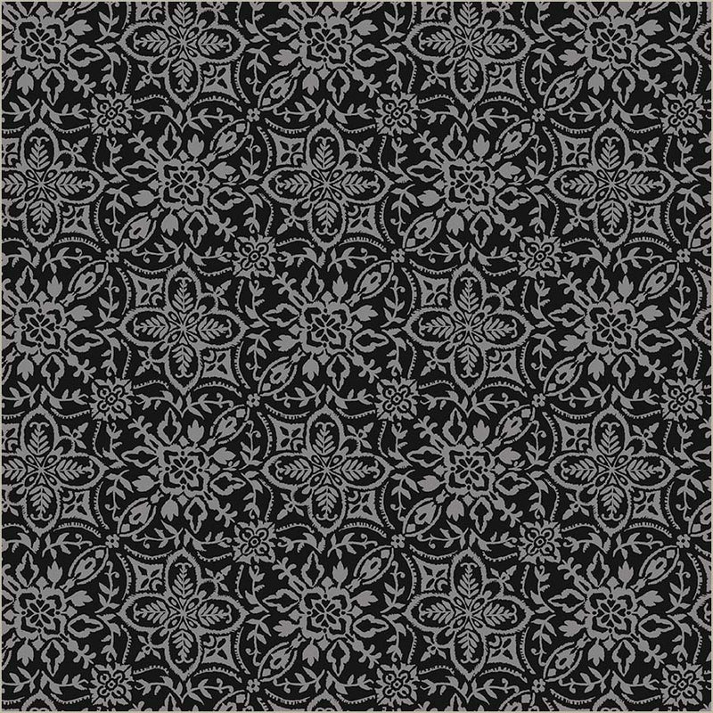 Black Verona Tiling Cotton 44”/45” Fabric Per Yard