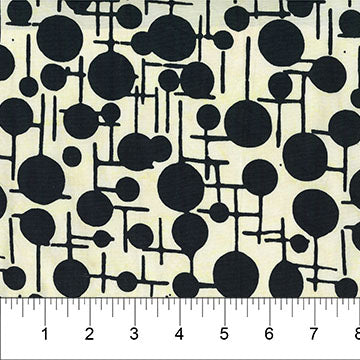 Black & Cream Retro Dot Grid Bubble Pop 83703-11 Cotton 44”/45” Fabric Per Yard