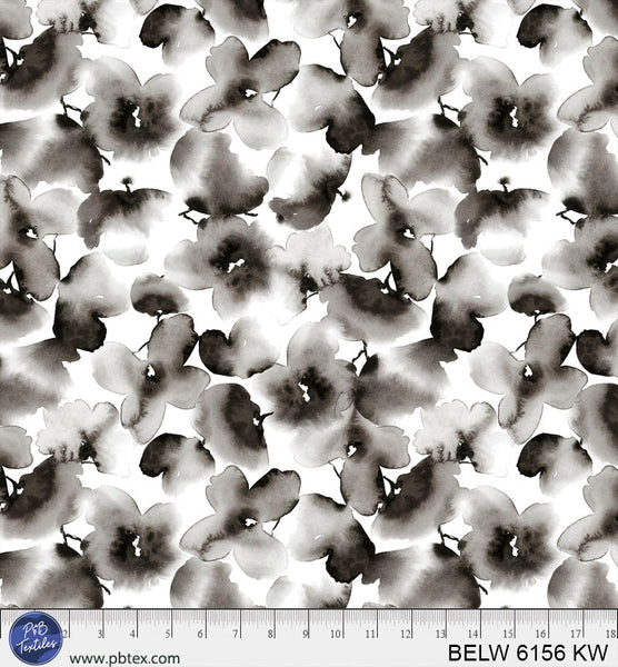 Black & White Floral Butterfly Belle 108" BELW-6156-KW Cotton Wideback Fabric Per Yard
