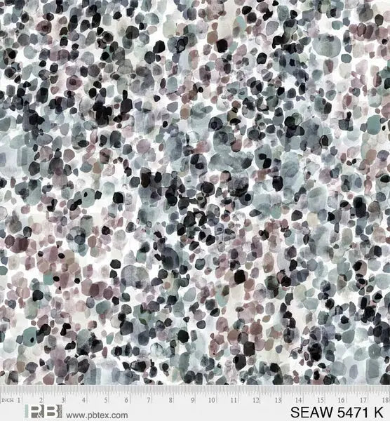 Black and White Sea Glass Cotton Wideback Fabric per yard P&B Textiles