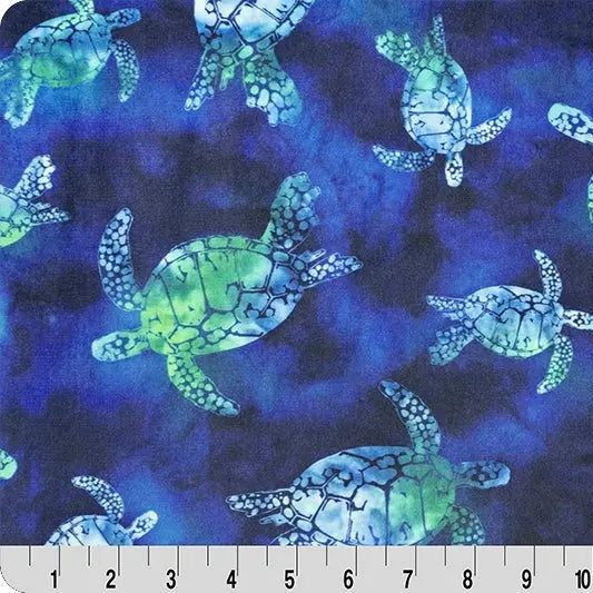 Bliss Batik Turtles Digital Cuddle Green Sea Fabric per yard - Linda's Electric Quilters
