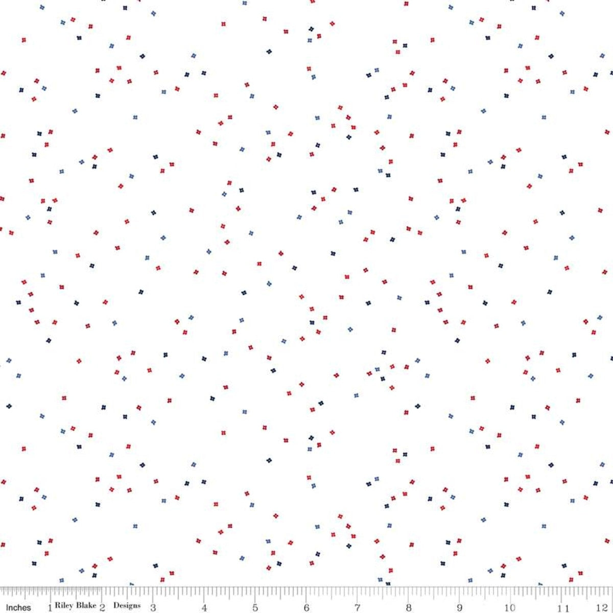 Blossoms On White In Color Uncle Sam 44"/45" Cotton Fabric Per Yard