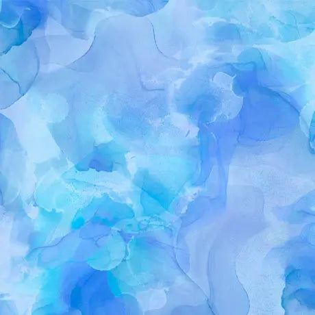 Blue Aura Watercolor Blender Wideback Cotton Fabric per yard Quilting Treasures Fabric