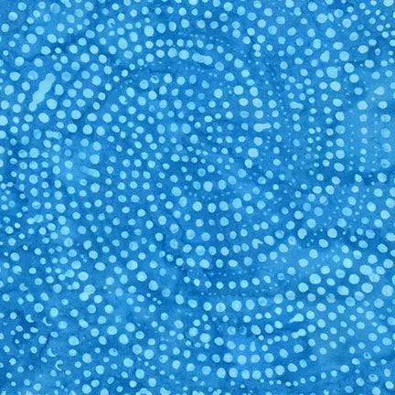 Blue Bahamans Dotty Spiral Batik Cotton Wideback Fabric per yard - Linda's Electric Quilters