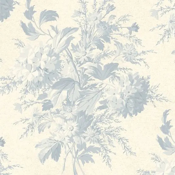 Blue Bouquet Cotton Wideback Fabric per yard