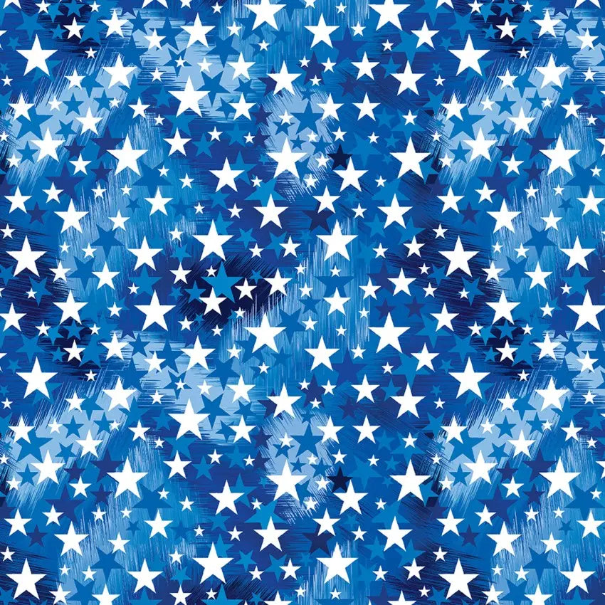 Blue Celebration Stars Cotton Wideback Fabric Per Yard Benartex Inc