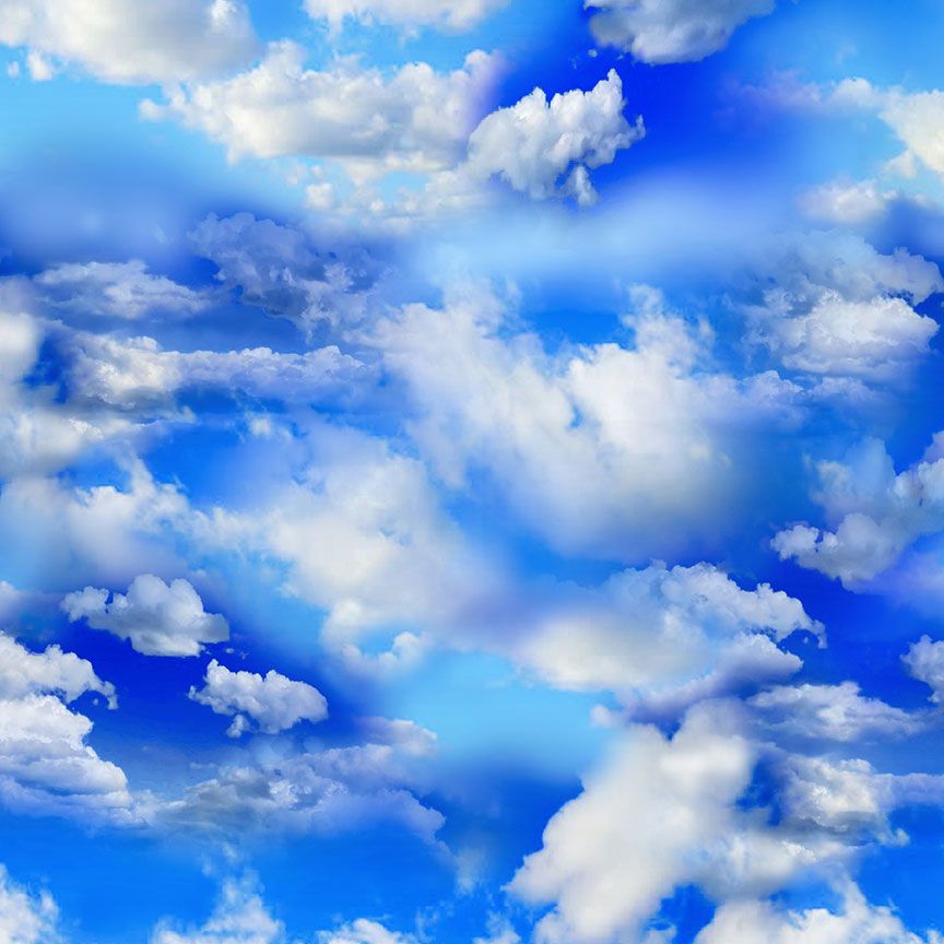 Blue Clouds in a Bright Sky Cotton Wideback Fabric per yard
