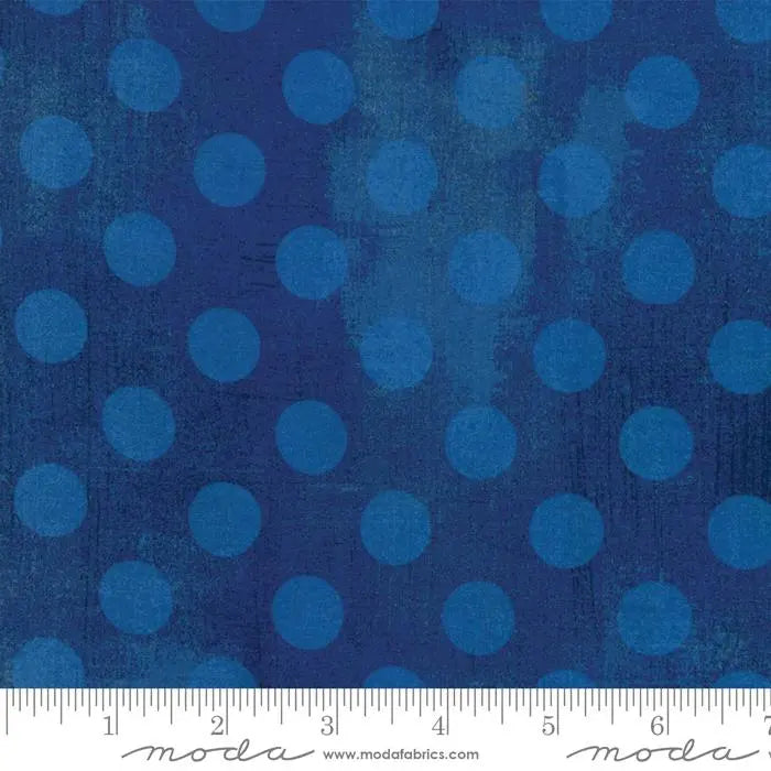 Blue Cobalt Hits The Spot Grunge Cotton Wideback Fabric Per Yard