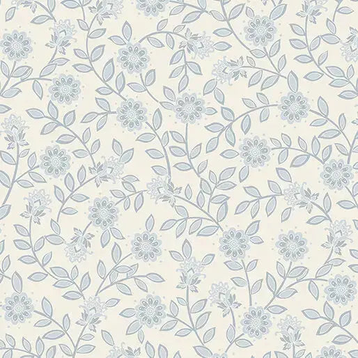 Blue Denim Field Floral Cotton Wideback Fabric per yard - Linda's Electric Quilters