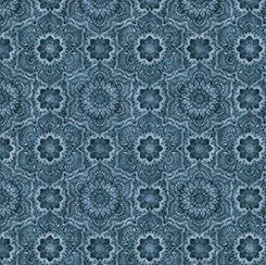 Blue Denim Flower Medallion Cotton Wideback Fabric per yard - Linda's Electric Quilters