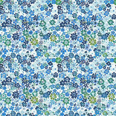 Blue Digital Leah Lovelies 44"/45" Cotton Fabric Per Yard
