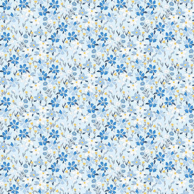 Blue Digital Lucy Lovelies 44"/45" Cotton Fabric Per Yard