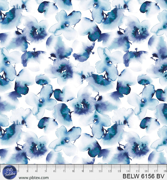 Blue Floral Butterfly Belle 108" BELW-6156-BV Cotton Wideback Fabric Per Yard