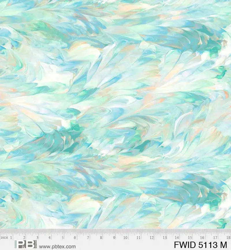 Blue Green Fluidity Cotton Wideback Fabric per yard P&B Textiles