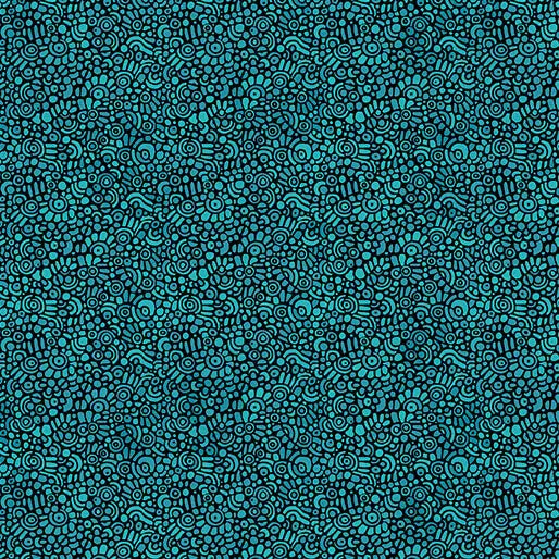 Blue Green Teal Pebble Mosaic Dark Cotton 44"/45" Fabric Per Yard Benartex Inc