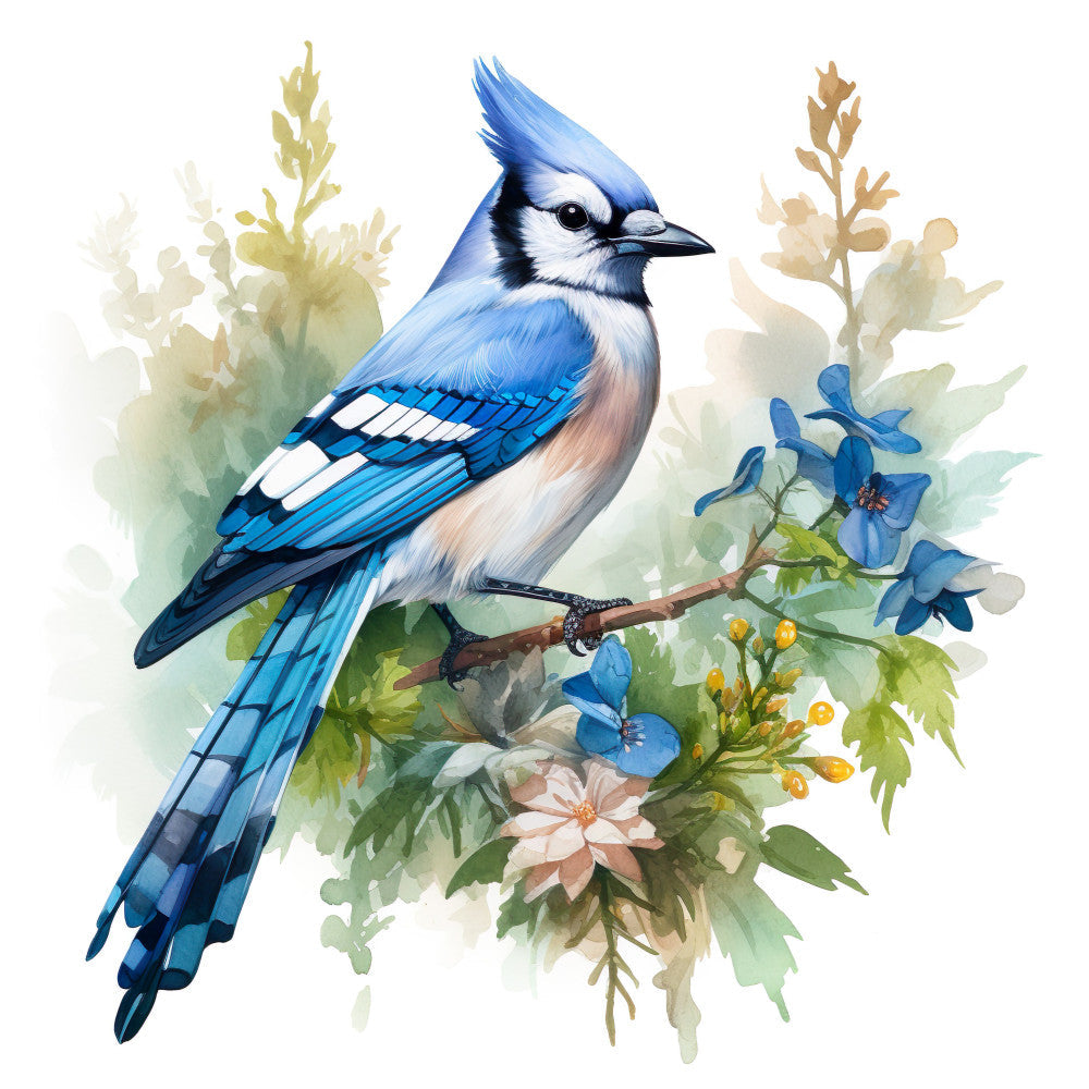 Blue Jay Bird Fabric Panel 9 QuiltingFabricPanels