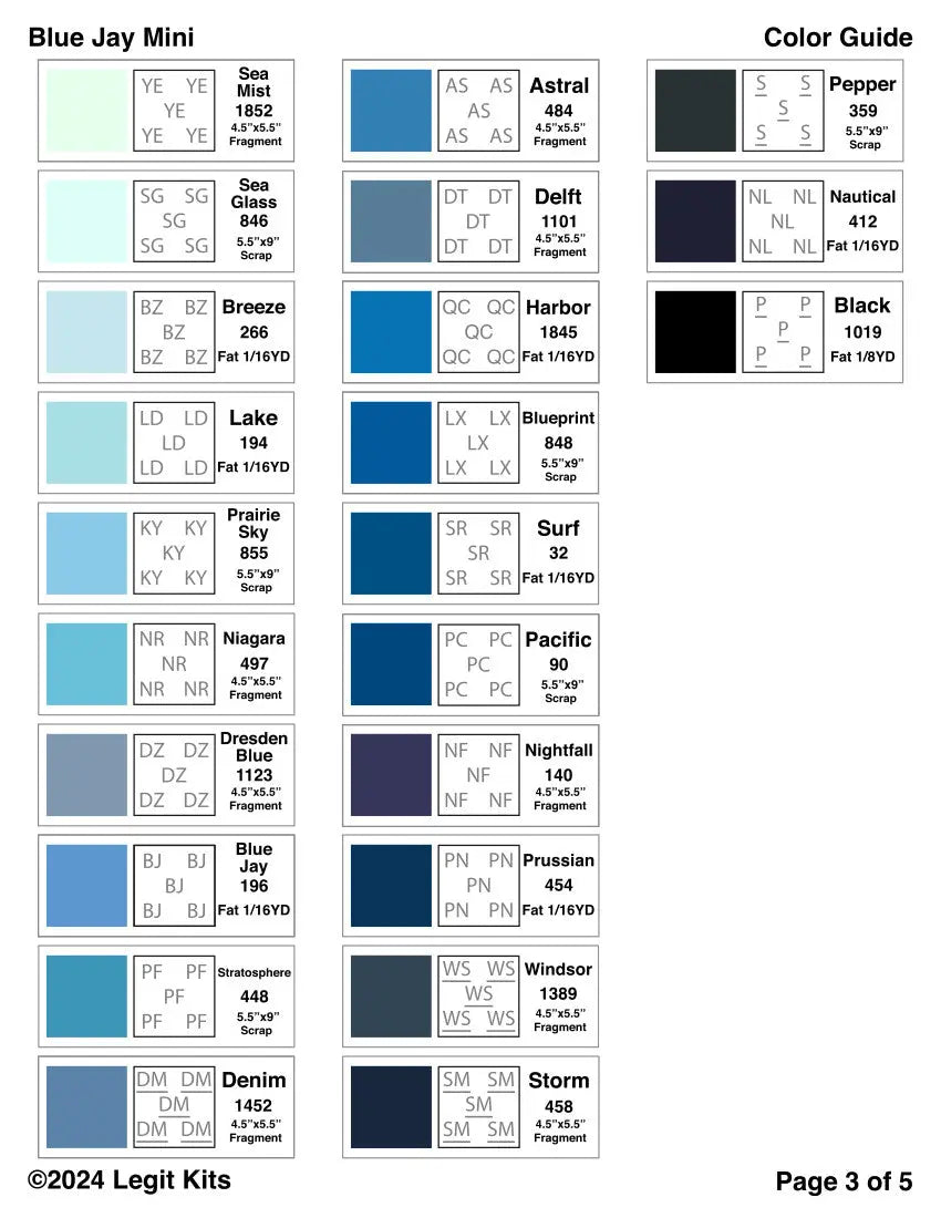 Blue Jay Mini Pattern Legit Kits