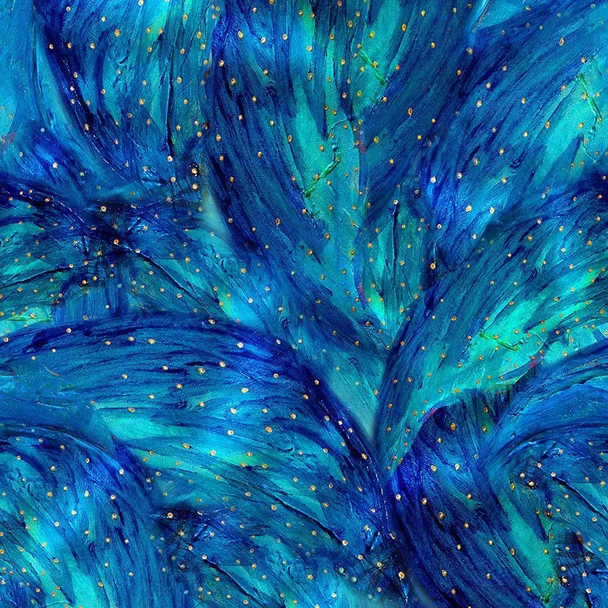 Blue Magical Fairy Brush Turquoise Cotton Wideback Fabric Per Yard Timeless Treasures