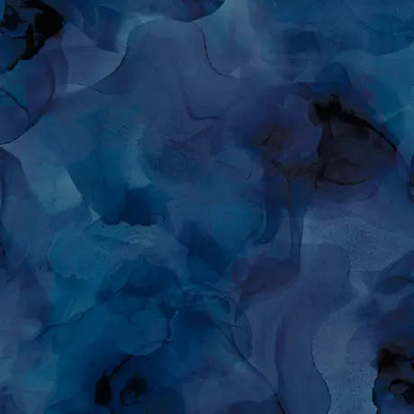 Blue Midnight Aura Watercolor Blender Wideback Cotton Fabric per yard Quilting Treasures Fabric