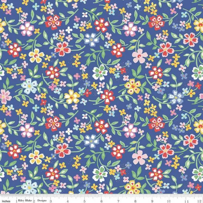 Blue Multi Wideback Always in Season Blooming Bright Fabric Per Yard Riley Blake Designs