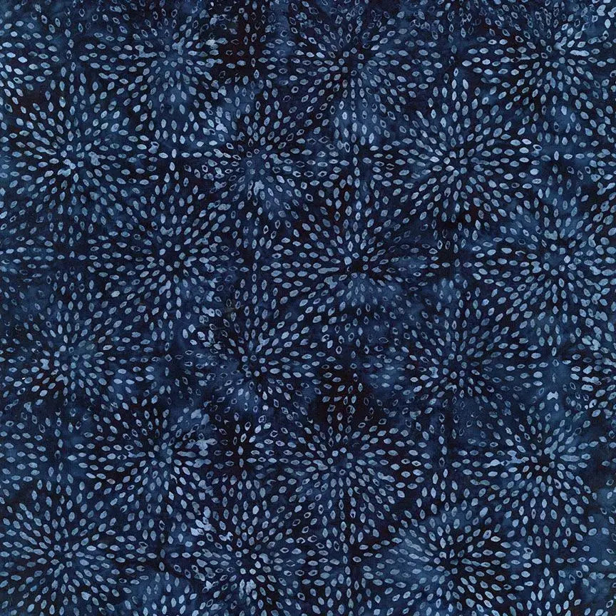 Blue Navy Fireworks Batik Cotton Wideback Fabric ( 1 yard pack )