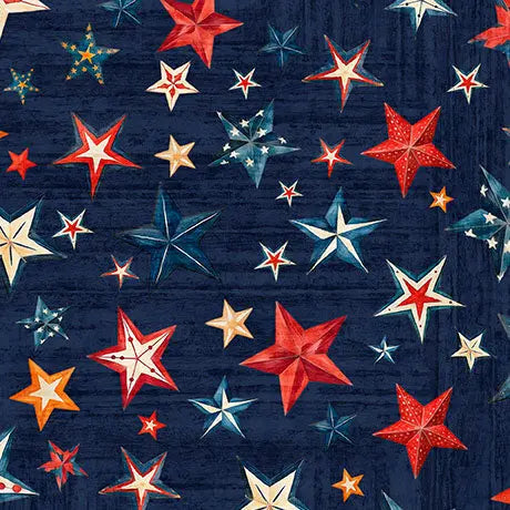 Blue Navy Stars Wideback Cotton Fabric per yard - Linda's Electric Quilters