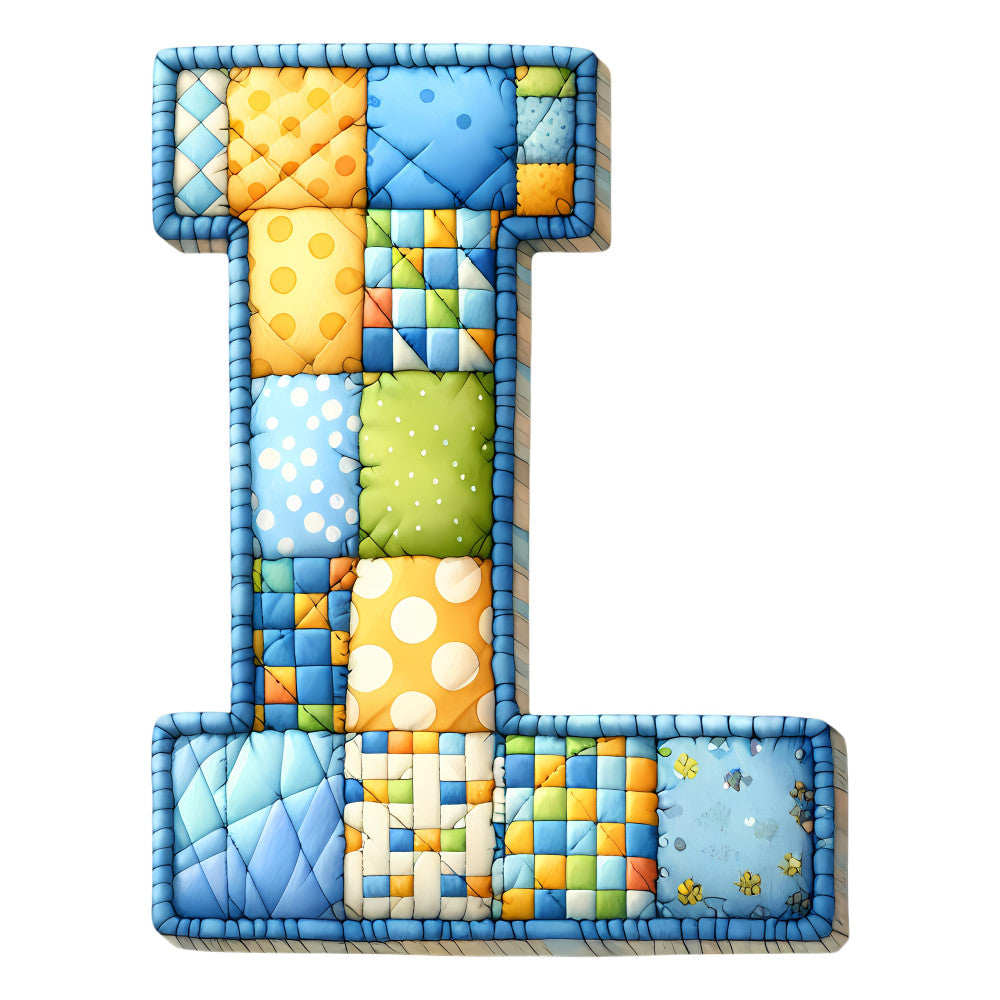 Blue Patchwork Alphabet Fabric Panel 20