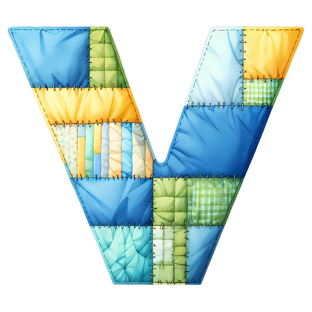 Blue Patchwork Alphabet Fabric Panel 30