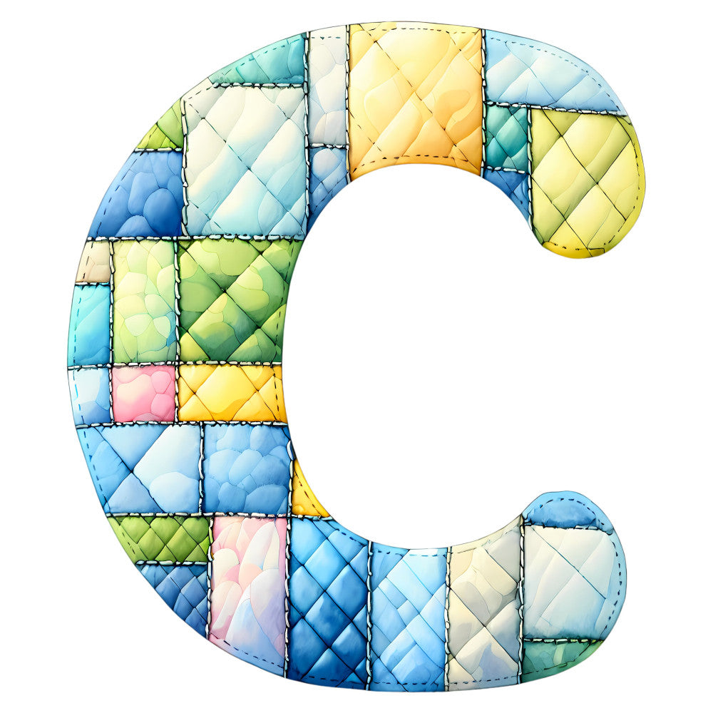 Blue Patchwork Alphabet Fabric Panel 36