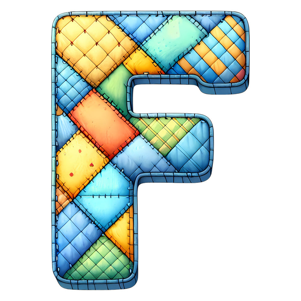 Blue Patchwork Alphabet Fabric Panel 39