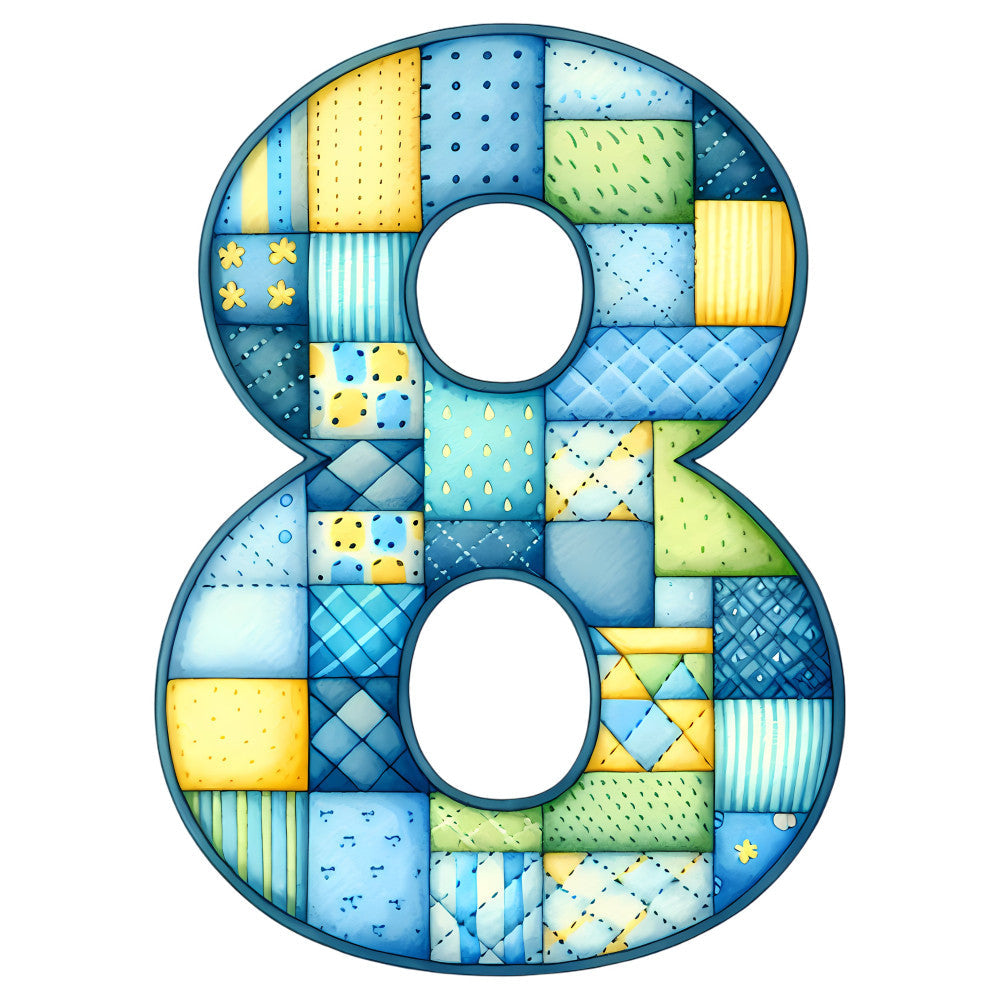 Blue Patchwork Alphabet Fabric Panel 50