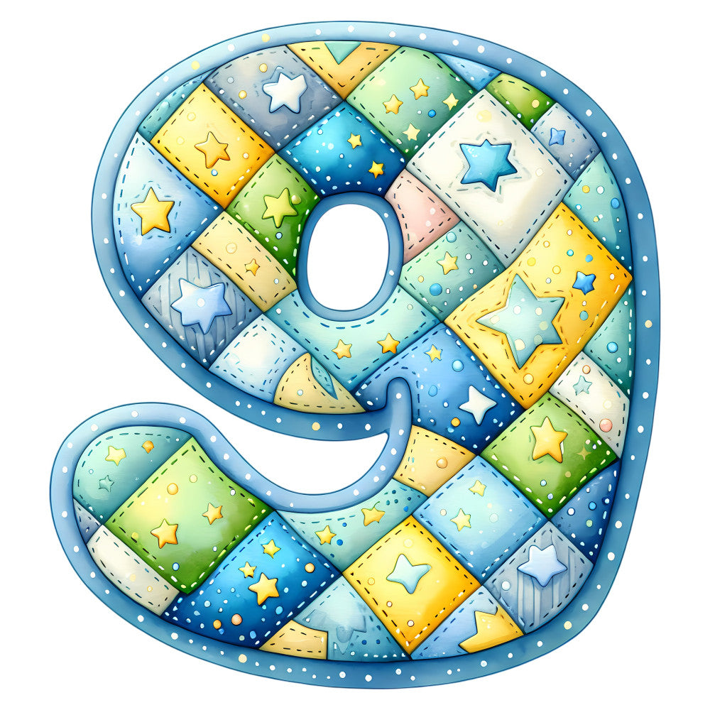 Blue Patchwork Alphabet Fabric Panel 51