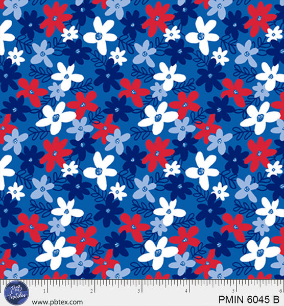 Blue Patriotic Minis PMIN-6045-B Cotton 44”/45” Fabric Per Yard