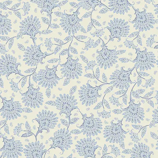 Blue Whimsy Floral Cotton Wideback Fabric per yard - Linda's Electric Quilters