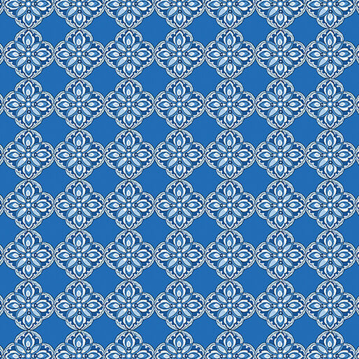 Bluesette - Diamond Medallion - Ocean Blue 44" / 45" Fabric Per Yard