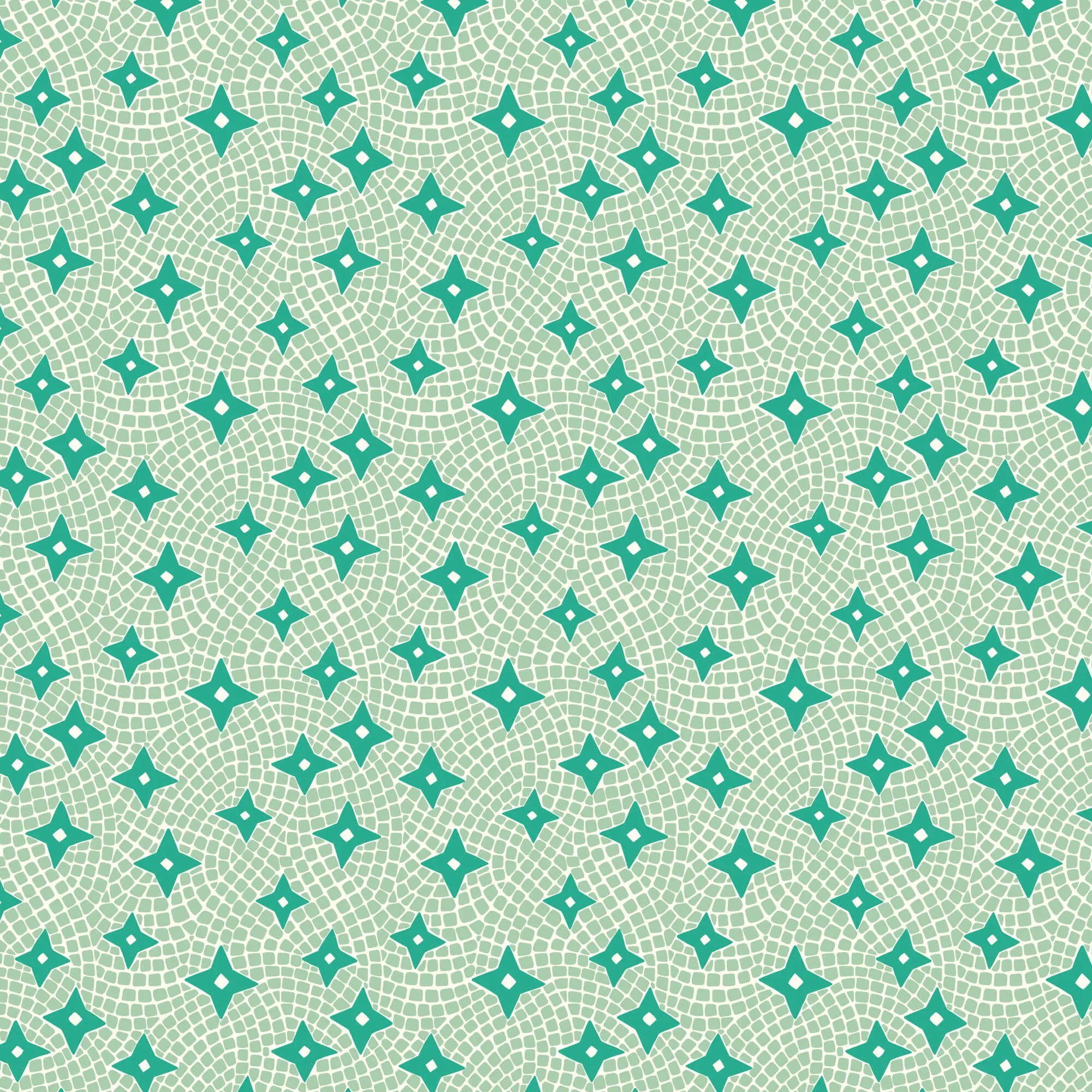 Bohemian Paradise - Tiles and Stars - Green 44" / 45" Fabric Per Yard The Fabric Company