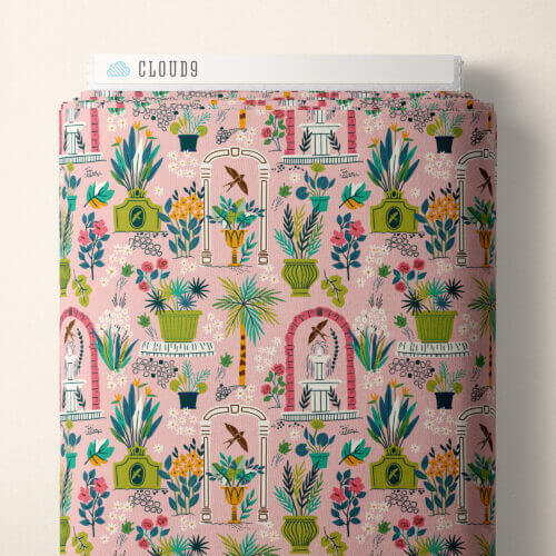 Bohemian Paradise - Garden - Pink 44" / 45" Fabric Per Yard