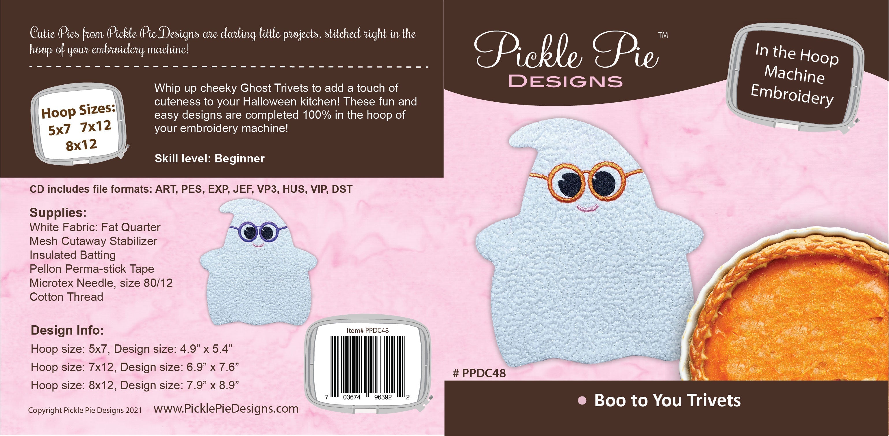 Boo to You Trivets In the Hoop Embroidery Design Collection