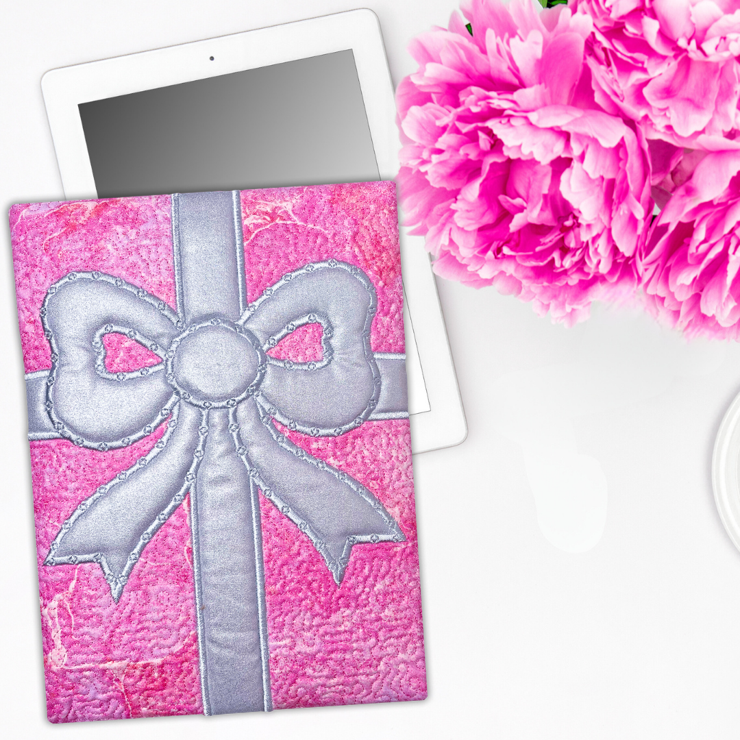 Bow Book, Bible, and Tablet Sleeves In the Hoop Machine Embroidery Design Pickle Pie Designs