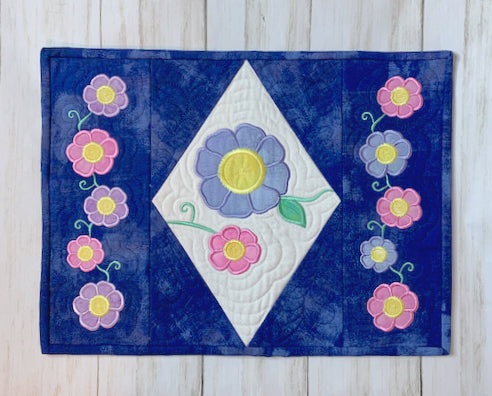 Brilliant Blooms Quilt Table Runner In-the-Hoop Embroidery Design