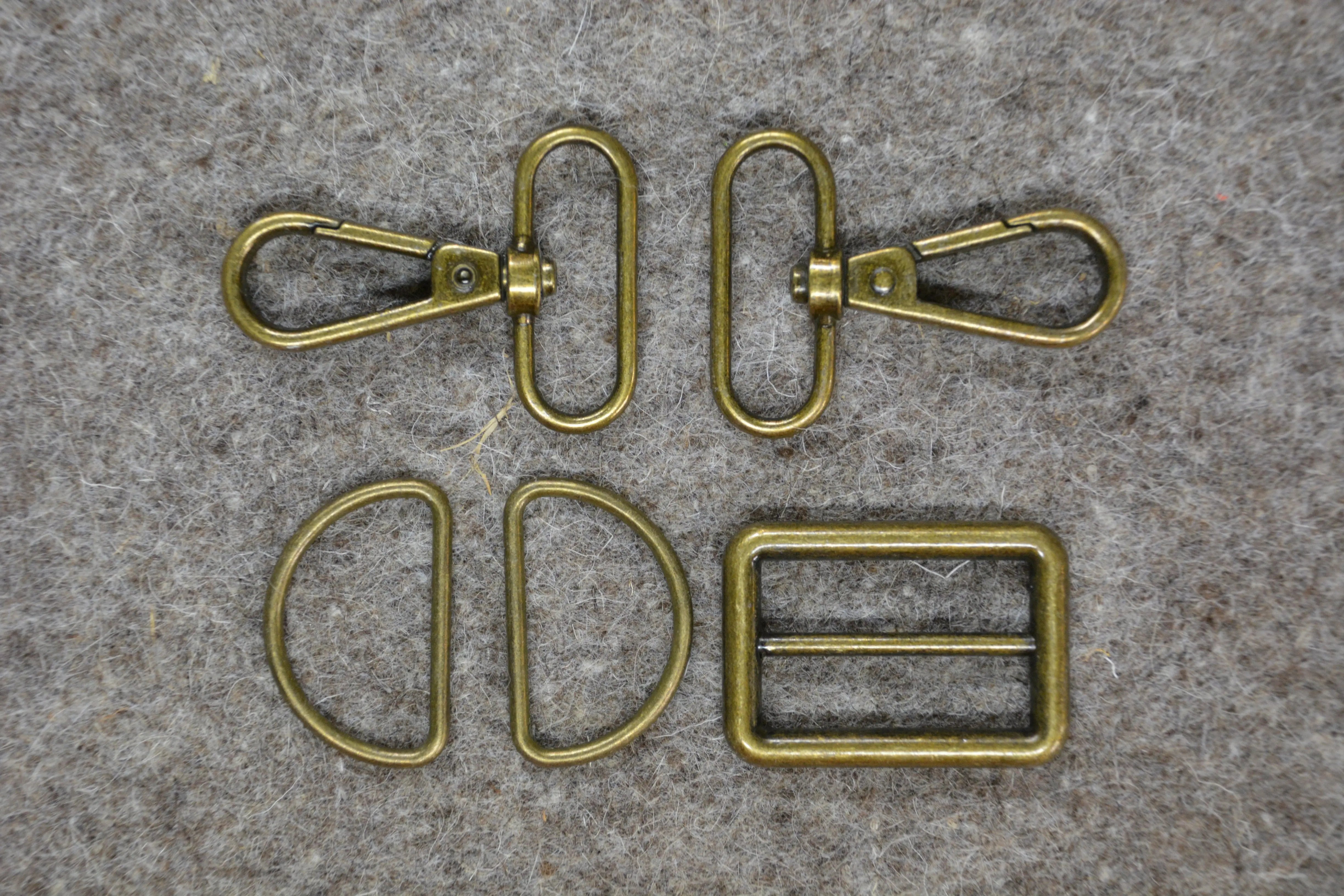 Bronze 1-1/4in Wide Bag Strap Hardware 5pc